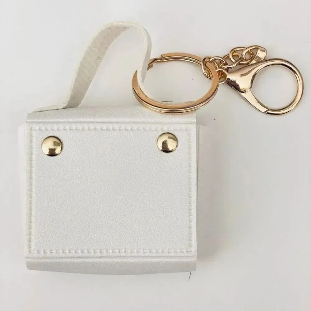 NWT White Pu leather & Gold Bag Purse opens Handbag Lobster Keyring Key holder
